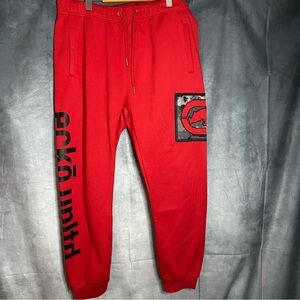 Ecko Unltd Sweatpants Size 2XL Red Fleece Hip Hop Jogger Pants Street Wear